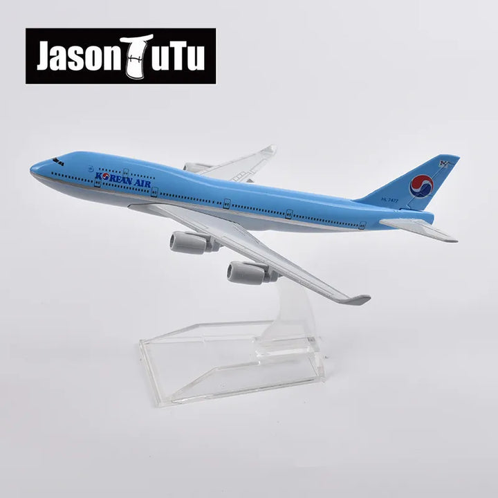 JASON TUTU 16cm Korean Air Boeing 747 Plane Model Aircraft Diecast Metal 1/400 Scale Airplane Model Gift Collection Dropshipping