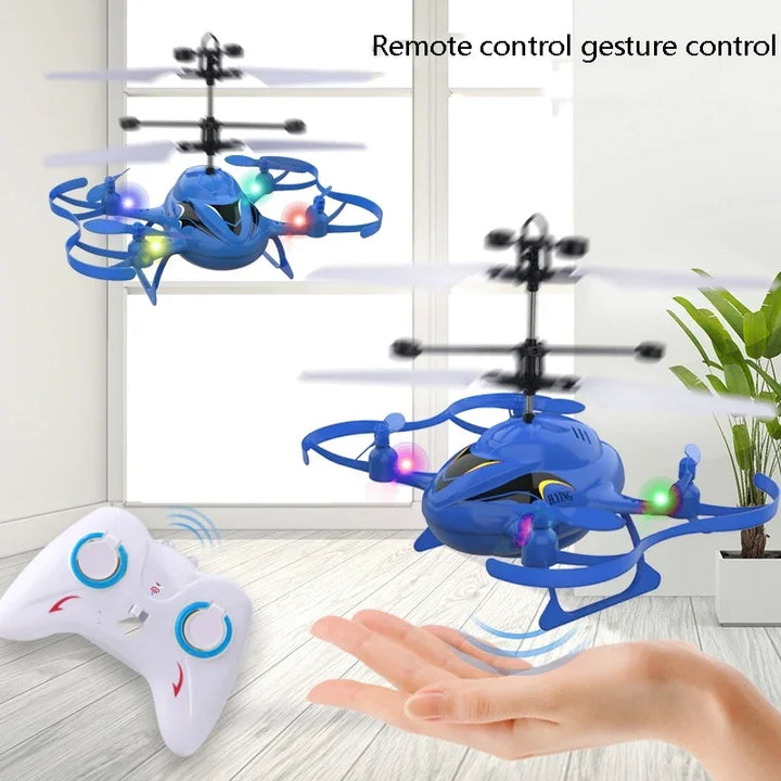 Mini RC Colorful Helicopter with Light Gesture Sensing Portable Infrared Control Hovering Induction Drones Toys Flight Toys Gift