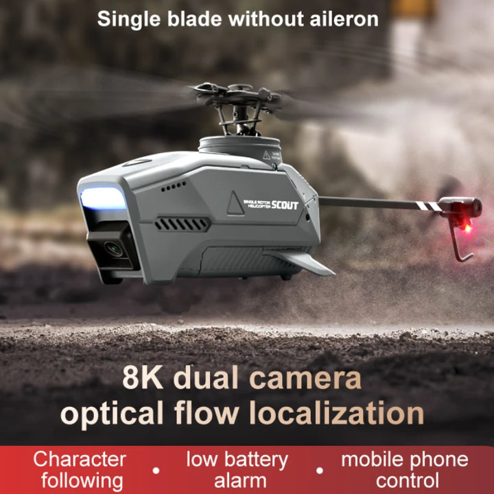 New RC Helicopter 8K Professional HD Dual Camera Remote Control Toy Optical Flow Localization Quadcopter RC Toy Kids Gift