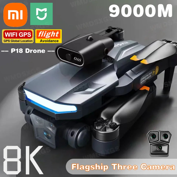 Xiaomi MIJIA P18 Drone GPS 8K HD Triple Camera Optical Flow Positioning Obstacle Avoidance Photography Foldable Quadcopter Drone